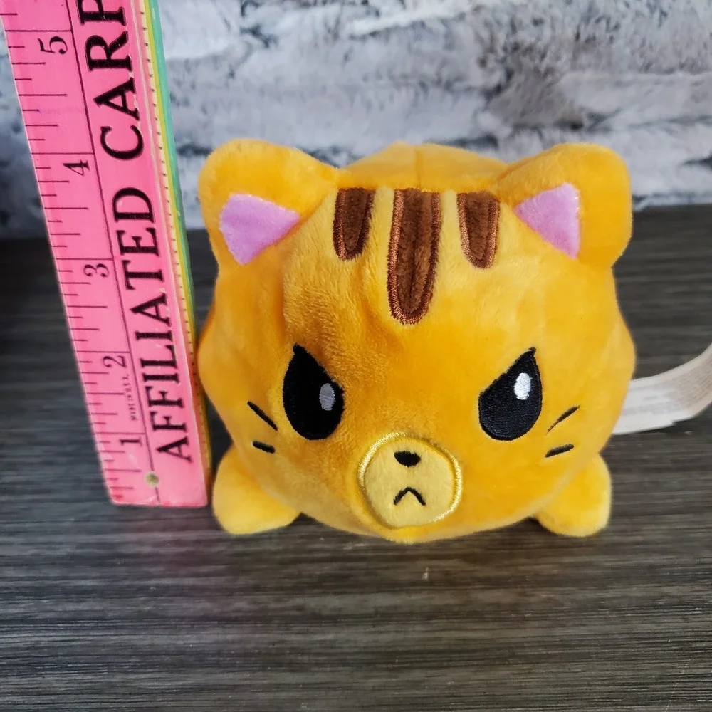 teeturtle Orange Happy/Angry Cat Reversible Plush 4